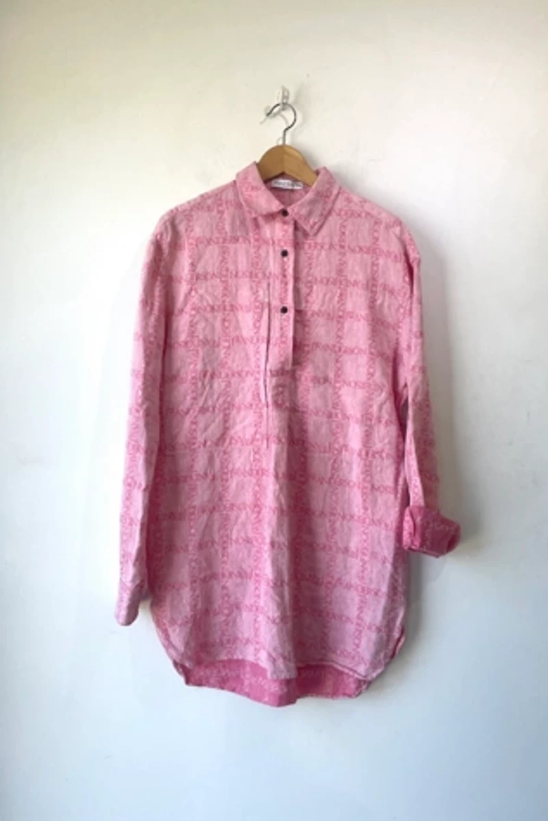 JW Anderson Pink Logo Linen Shirt Dress Selected by The Curatorial Dept.