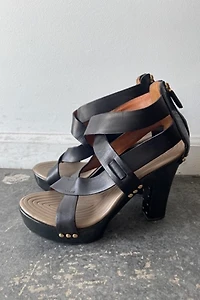 Givenchy Black Platform Gold Studded Strappy Heels Selected by The Curatorial Dept.