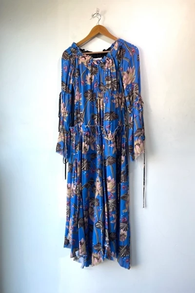 Loewe Blue Fish Floral Print Ruffled Dress Selected by The Curatorial Dept.