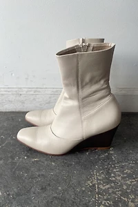 Rachel Comey White Leather Wedge Booties Size 7 Selected by The Curatorial Dept.
