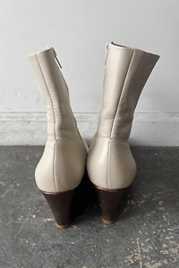 Rachel Comey White Leather Wedge Booties Size 7 Selected by The Curatorial Dept.