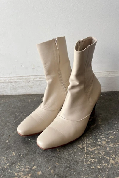 Rachel Comey White Leather Wedge Booties Size 7 Selected by The Curatorial Dept.