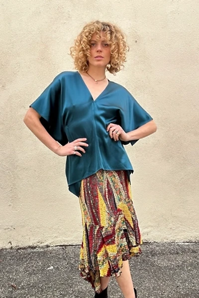 Alberto Makali Crinkle Multi Color Ruffle Skirt Selected by The Curatorial Dept.