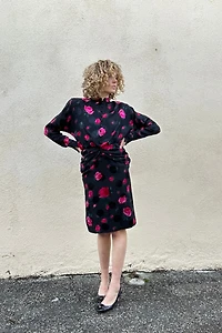 Nina Ricci Boutique Black Silk Rose Dress Selected by The Curatorial Dept.