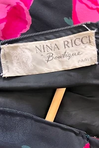 Nina Ricci Boutique Black Silk Rose Dress Selected by The Curatorial Dept.