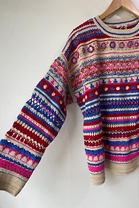 Pero Hand Knit Crochet Floral Faire Isle Sweater Selected by The Curatorial Dept.