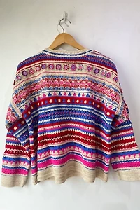 Pero Hand Knit Crochet Floral Faire Isle Sweater Selected by The Curatorial Dept.