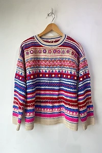 Pero Hand Knit Crochet Floral Faire Isle Sweater Selected by The Curatorial Dept.