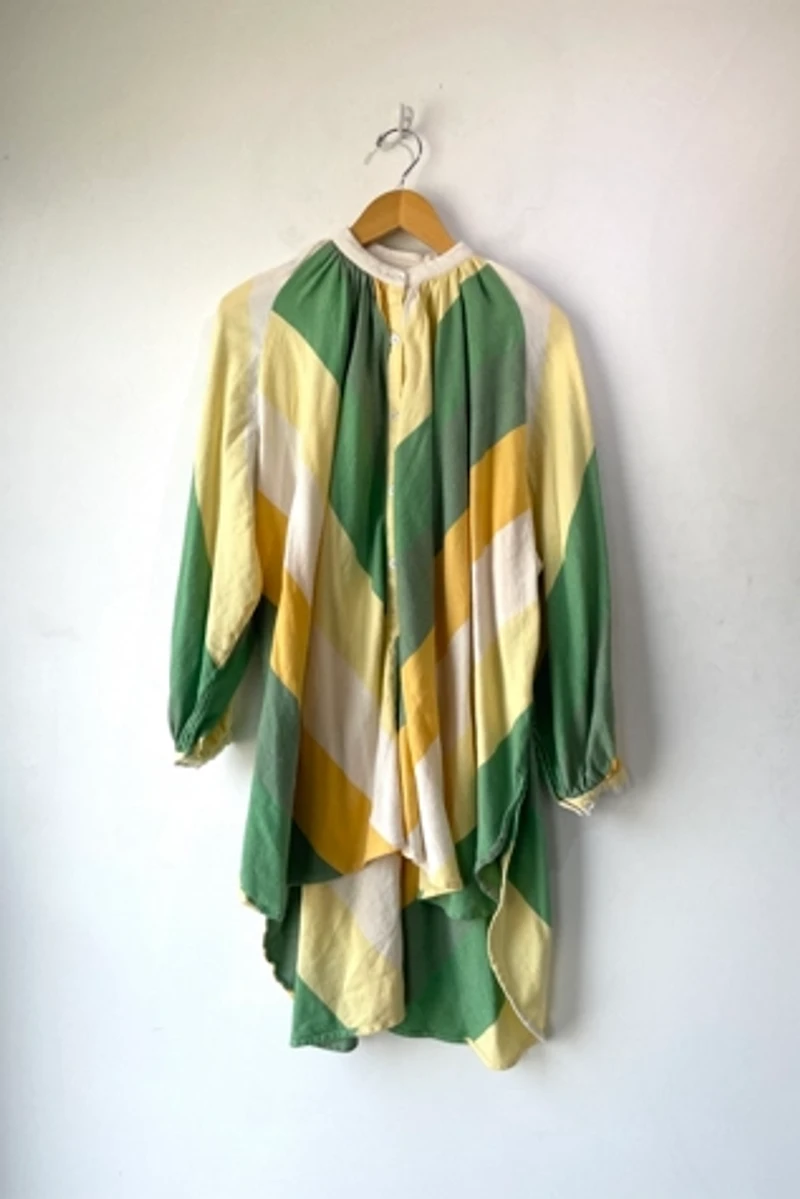 Marrakshi Life Green Yellow Diagonal Stripe Dress Selected by The Curatorial Dept.