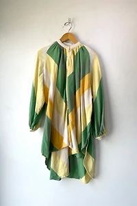 Marrakshi Life Green Yellow Diagonal Stripe Dress Selected by The Curatorial Dept.