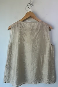 Apuntob White Silk Sleeveless Top with Tie Selected by The Curatorial Dept.