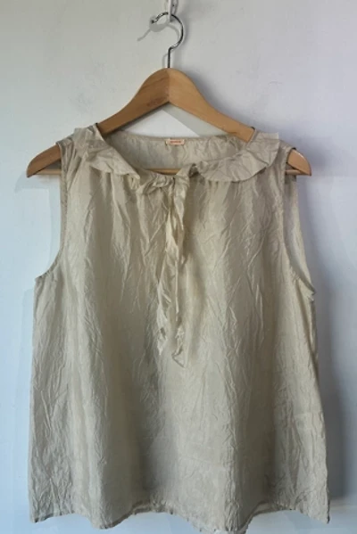 Apuntob White Silk Sleeveless Top with Tie Selected by The Curatorial Dept.