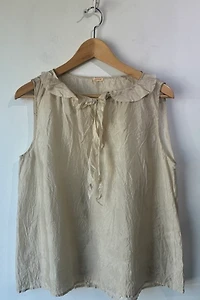Apuntob White Silk Sleeveless Top with Tie Selected by The Curatorial Dept.