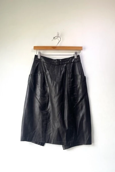 Vintage Black Leather Diagonal Pocket Skirt Selected by The Curatorial Dept.