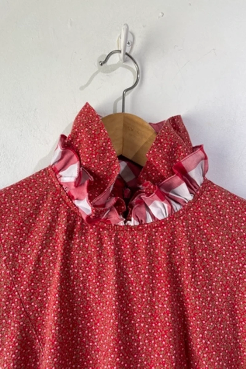 Batsheva Red Floral Ruffle Dress Selected by The Curatorial Dept.