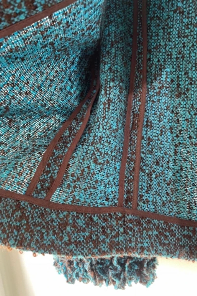 Marni Brown Aqua Tweed Mini Ruffle Blazer Selected by The Curatorial Dept.