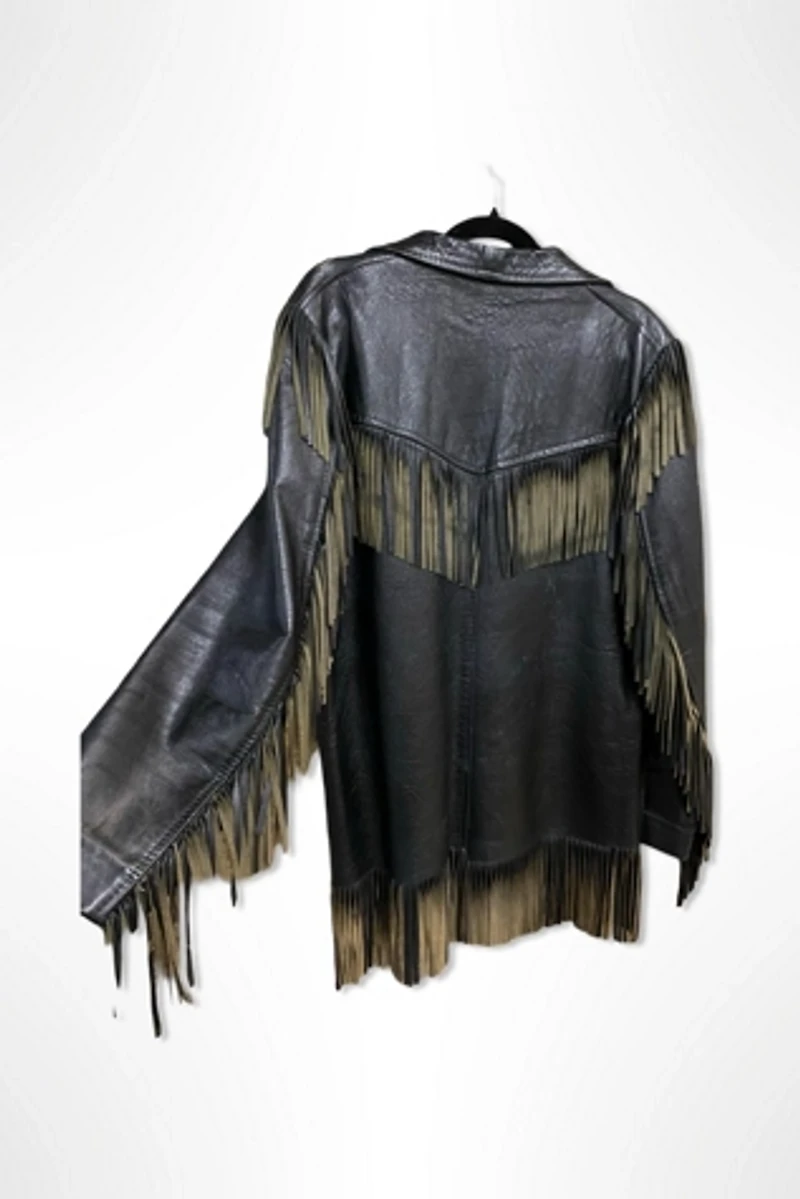 1950s Western Black Leather Fringe Jacket Selected By Ritual Vintage
