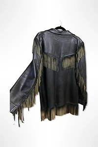 1950s Western Black Leather Fringe Jacket Selected By Ritual Vintage