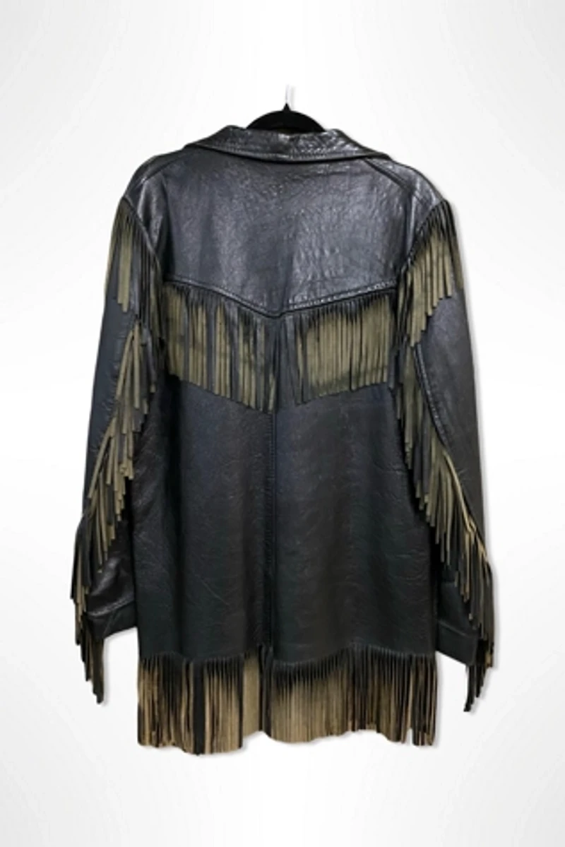 1950s Western Black Leather Fringe Jacket Selected By Ritual Vintage