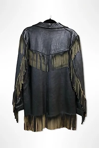 1950s Western Black Leather Fringe Jacket Selected By Ritual Vintage