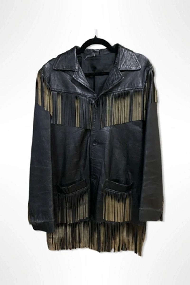 1950s Western Black Leather Fringe Jacket Selected By Ritual Vintage