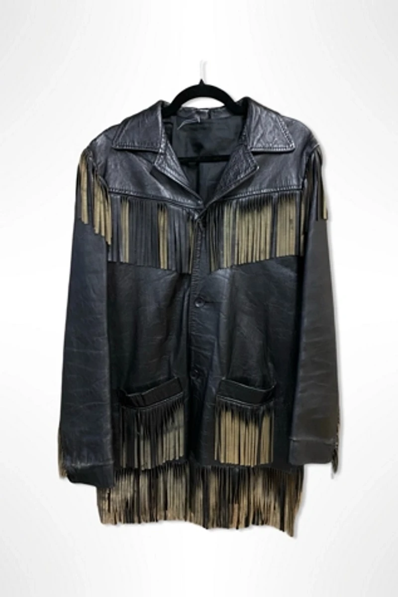 1950s Western Black Leather Fringe Jacket Selected By Ritual Vintage