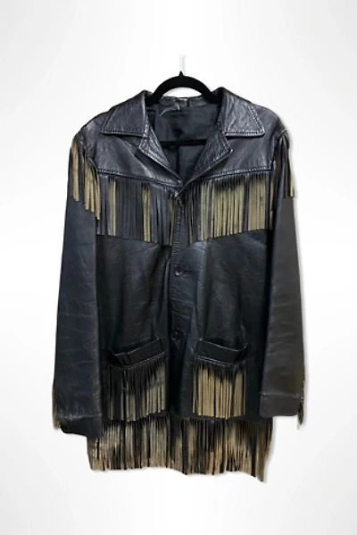 1950s Western Black Leather Fringe Jacket Selected By Ritual Vintage