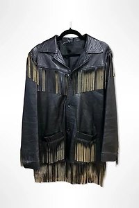 1950s Western Black Leather Fringe Jacket Selected By Ritual Vintage