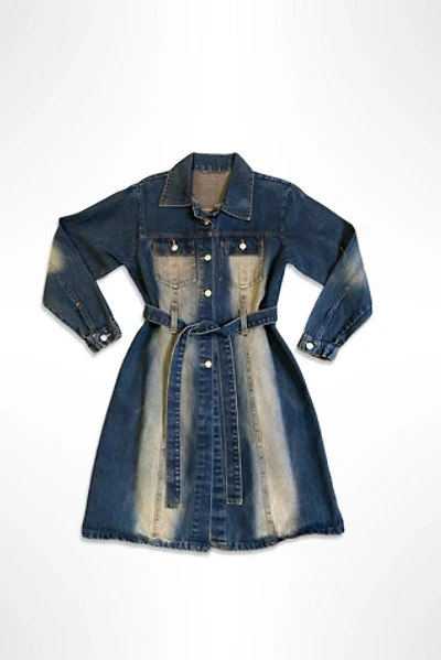 Y2K Washed Denim trench Coat Selected By Ritual Vintage
