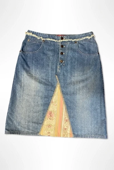 1990s Denim Brocade Patchwork Skirt Selected By Ritual Vintage