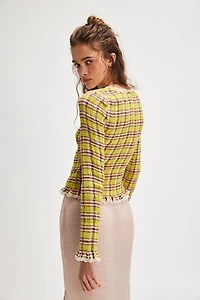 Elliot Smocked Plaid Top