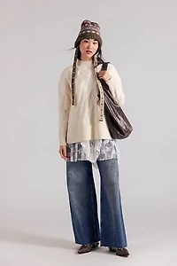 L.L.Bean Cashmere Cable Mockneck Sweater