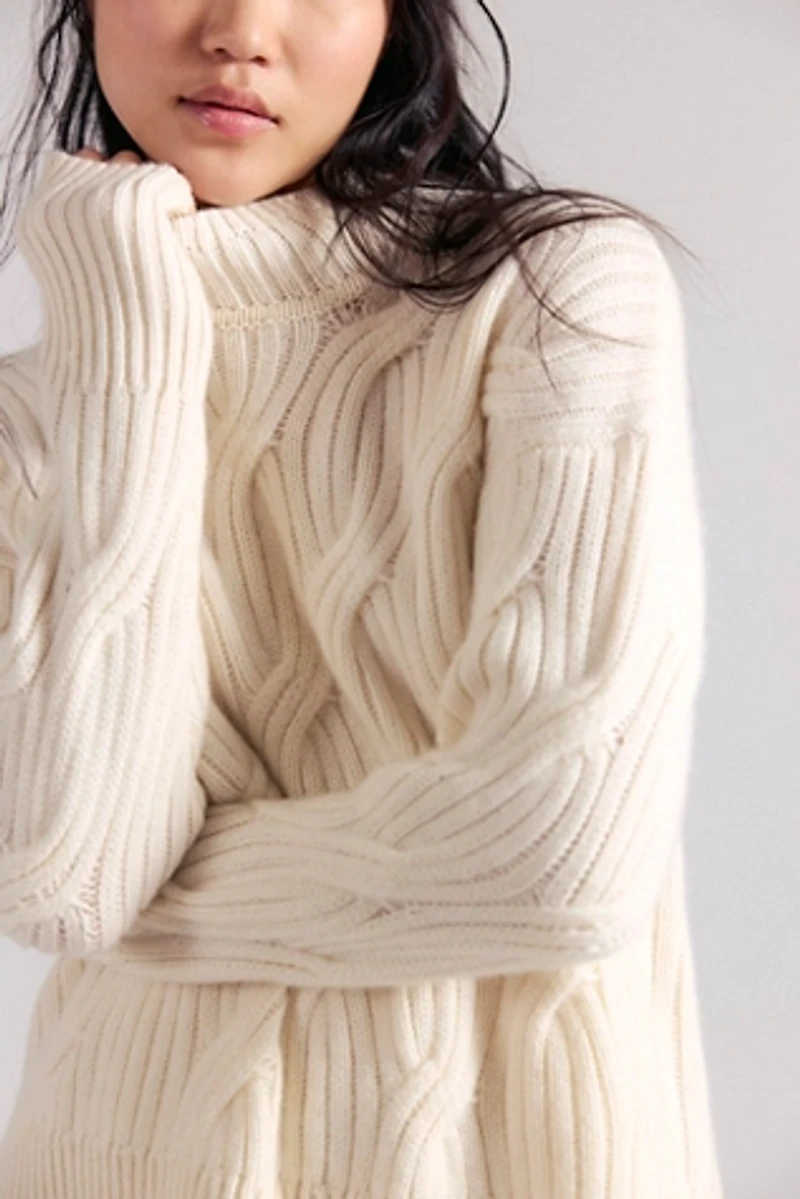 L.L.Bean Cashmere Cable Mockneck Sweater