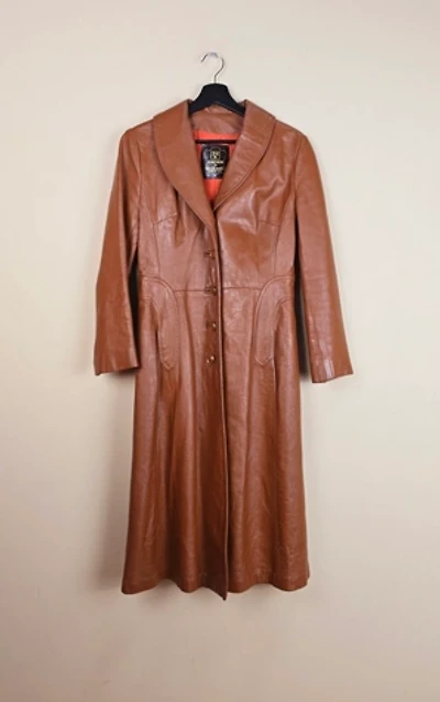 Vintage 24K By Dandi Modes Brown Leather Trench Coat Selected By The Igala NYC