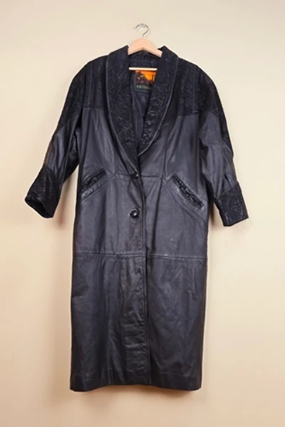 90s Vintage Leather Trench Coat Selected By The Igala NYC