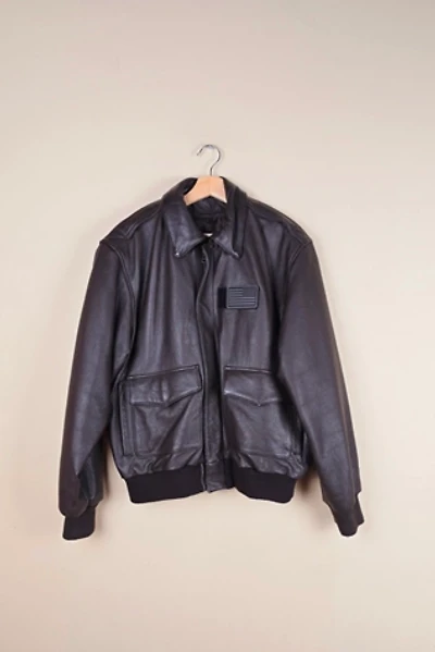 Vintage Classic Black Leather Bomber Jacket Selected By The Igala NYC