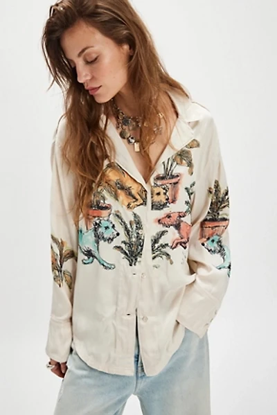 We The Free Watercolor Animal Printed Button Down