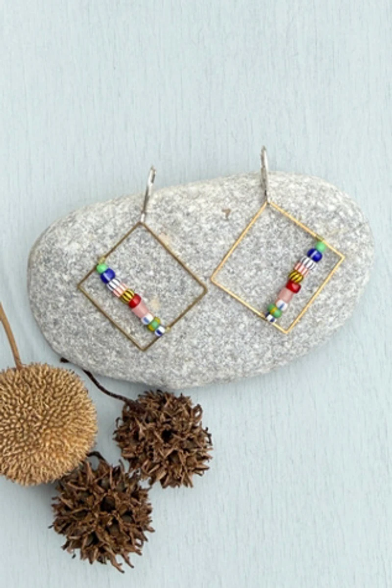 Nancy Melet Happy Square Hoop Earrings