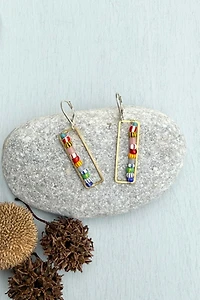 Nancy Melet Happy Rectangle Hoop Earrings
