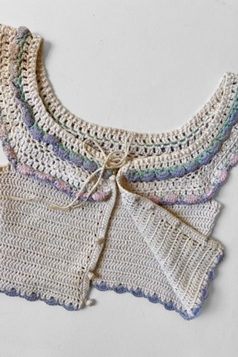 70s Crochet Ruffle Sleeve Fitted Top Selected by MARMALADE
