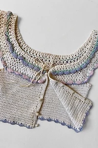 70s Crochet Ruffle Sleeve Fitted Top Selected by MARMALADE