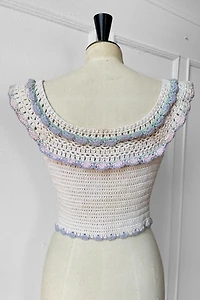 70s Crochet Ruffle Sleeve Fitted Top Selected by MARMALADE