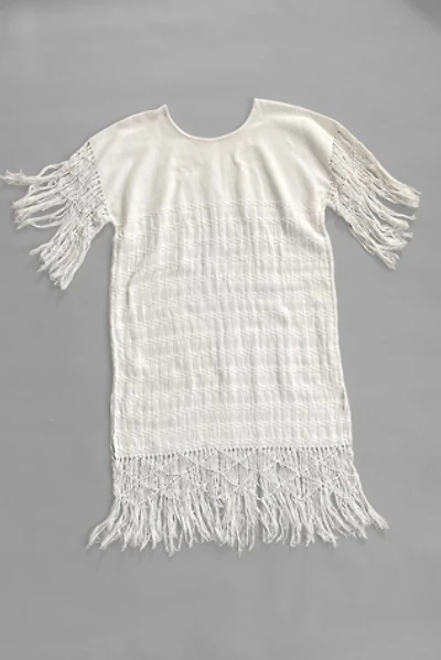 70s Vintage Woven Cotton Fringe Tunic Dress Selected by MARMALADE