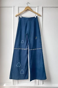 70s Bell Bottom High-Waist Embroidered Denim Trousers Selected by MARMALADE