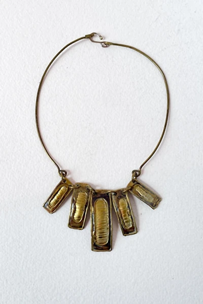 Vintage Artisanal Hammered Metal Statement Bib Necklace Selected by MARMALADE