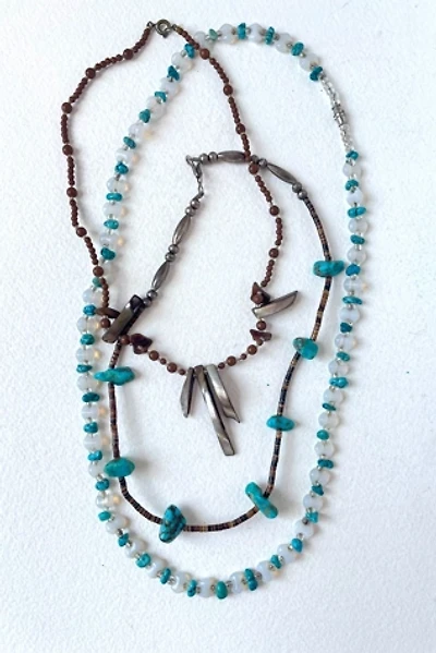 Vintage Shell Opaline Glass Turquoise Necklace Set Selected by MARMALADE