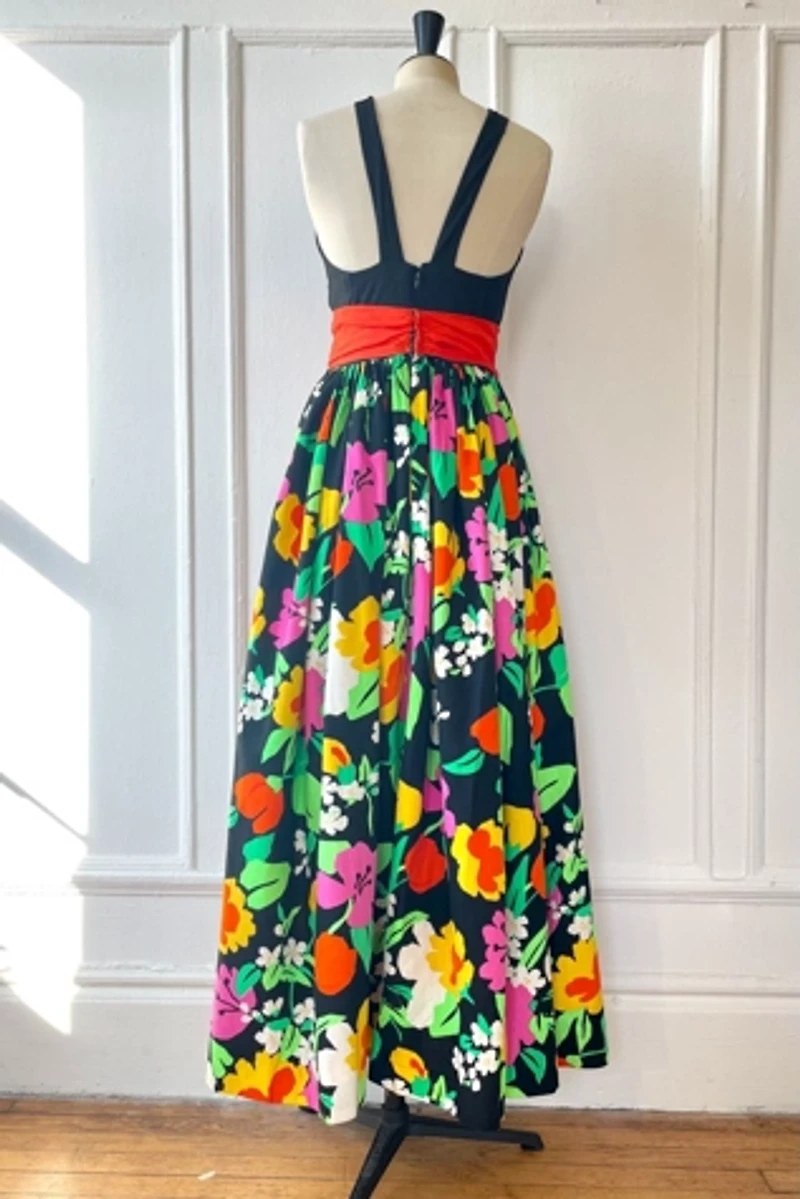 60s Floral Silk and Cotton Garden Party Maxi Dress Selected by MARMALADE