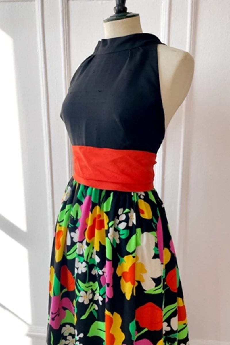 60s Floral Silk and Cotton Garden Party Maxi Dress Selected by MARMALADE