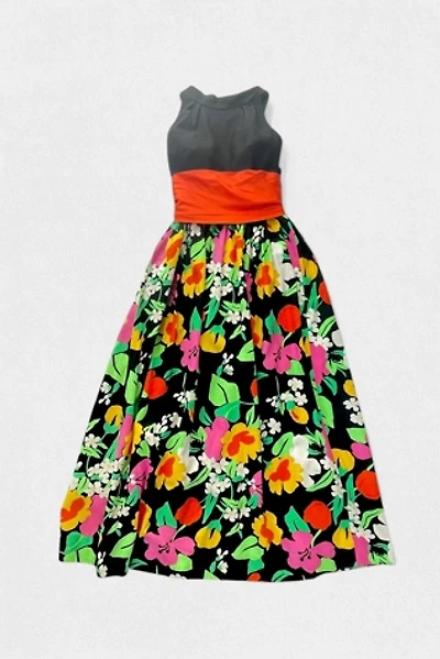 60s Floral Silk and Cotton Garden Party Maxi Dress Selected by MARMALADE