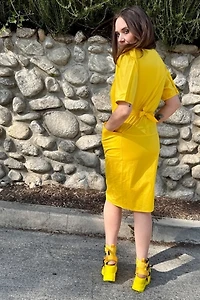 1980s Puff Sleeve Tie back Dress Selected by Personal Choice